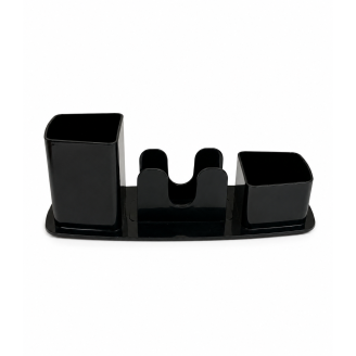 Trio de mesa retangular porta lapis/clipes/lembrete - preto