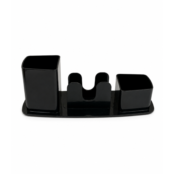 Trio de mesa retangular porta lapis/clipes/lembrete - preto