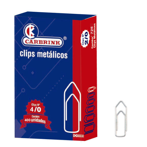 Clips N 4/0 caixa grd. c/ 400 pçs