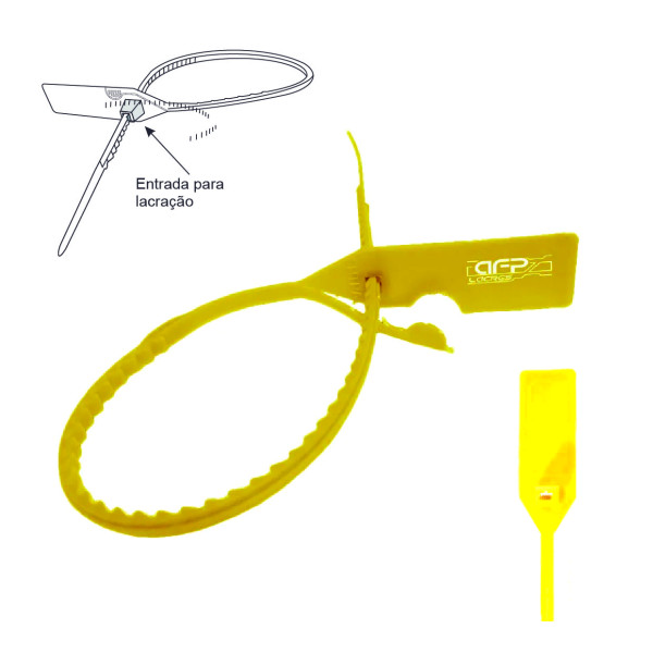 Lacres para malotes - amarelo grd pct c/ 100 pcs - amarelo - 24cm
