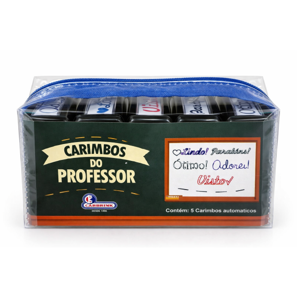 Estojo com 5 carimbos do professor- Automático 